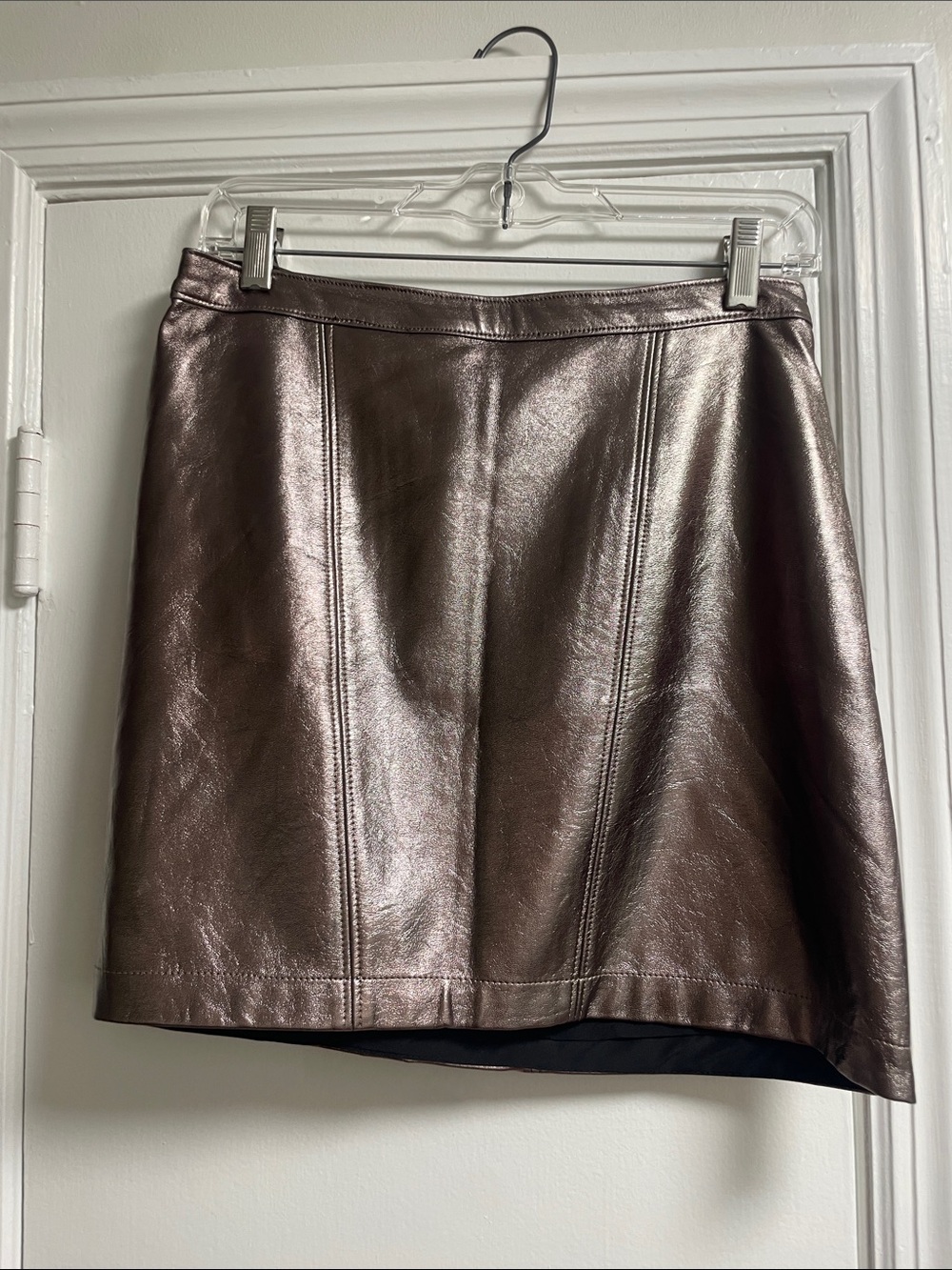 Metallic Brown Faux Leather A-Line Skirt - Abercrombie
